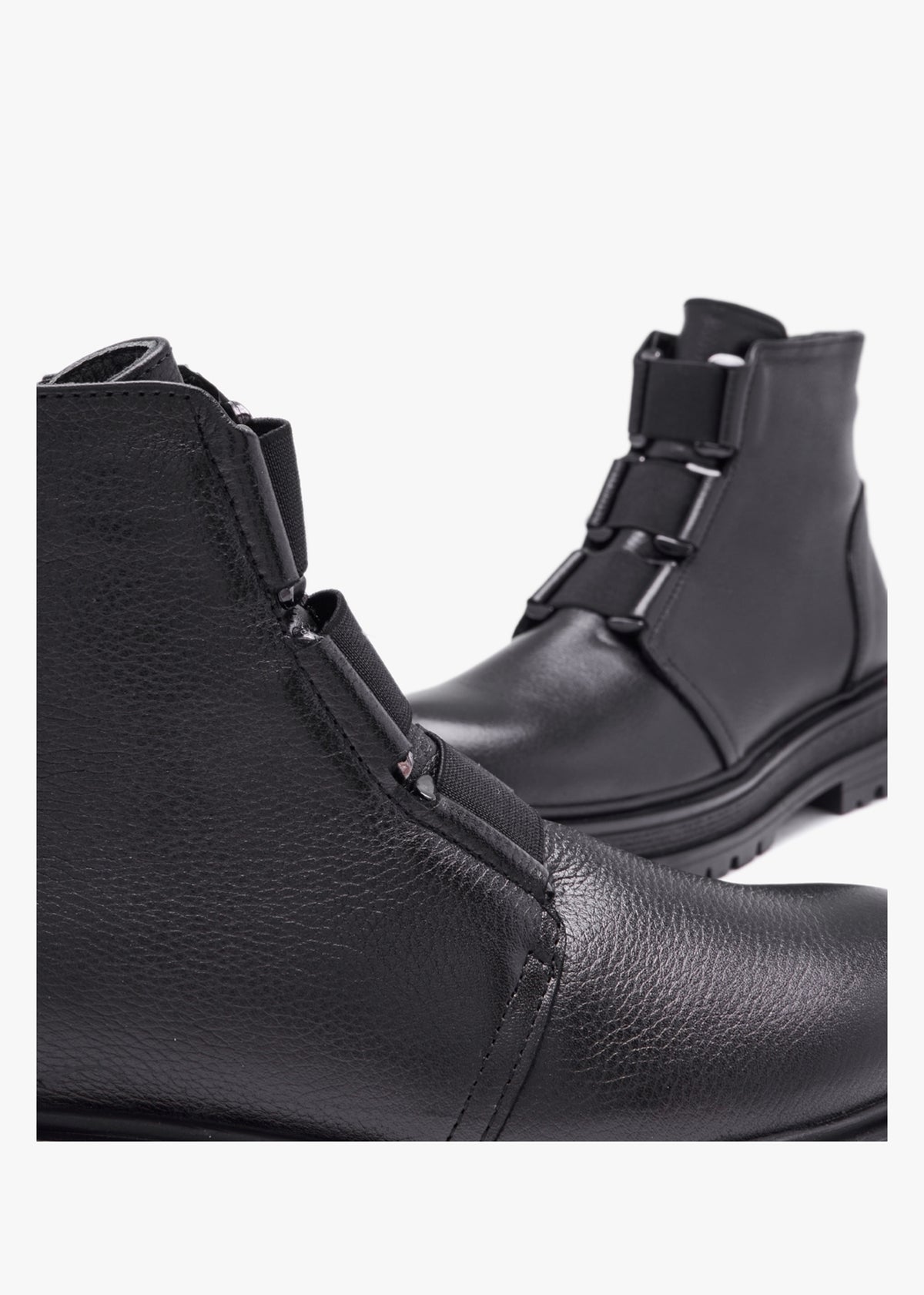 Vulcan Black Leather Ankle Boots
