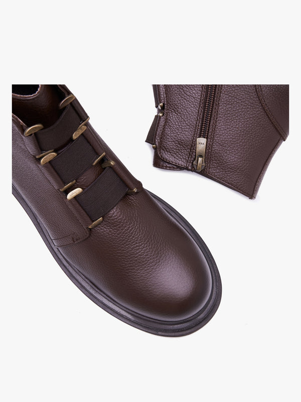 Vulcan Brown Leather Ankle Boots