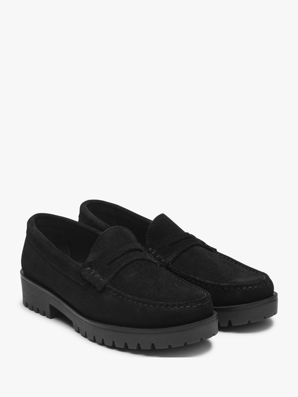 Petunia Black Suede Loafers