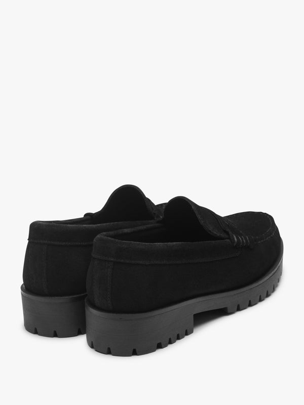 Petunia Black Suede Loafers