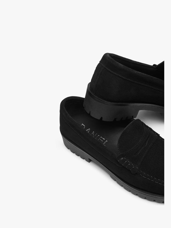 Petunia Black Suede Loafers
