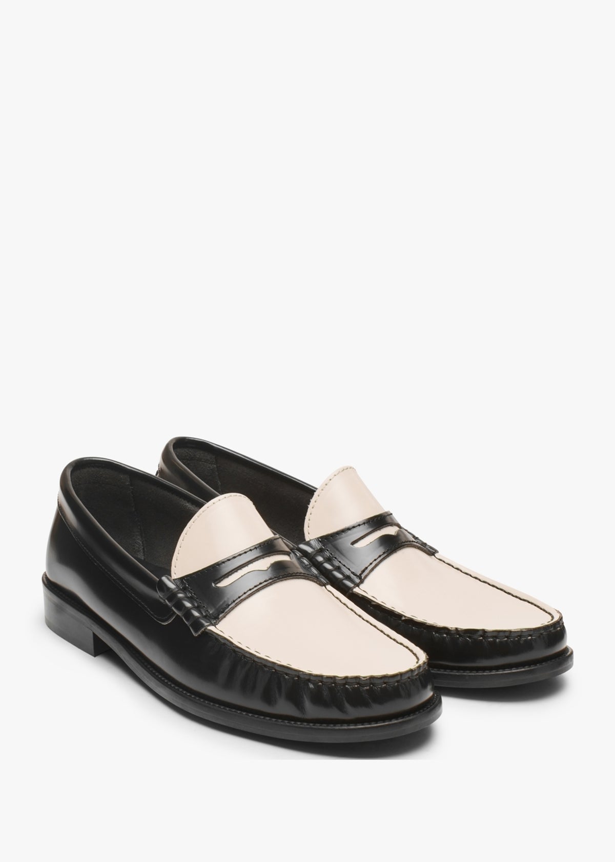Posie Black & White Patent Leather Monochrome Loafers