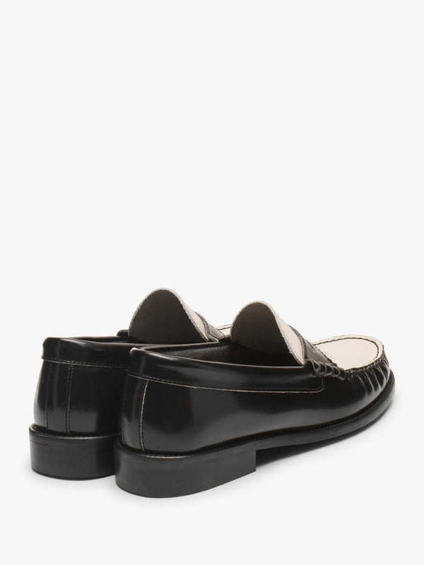 Posie Black & White Patent Leather Monochrome Loafers