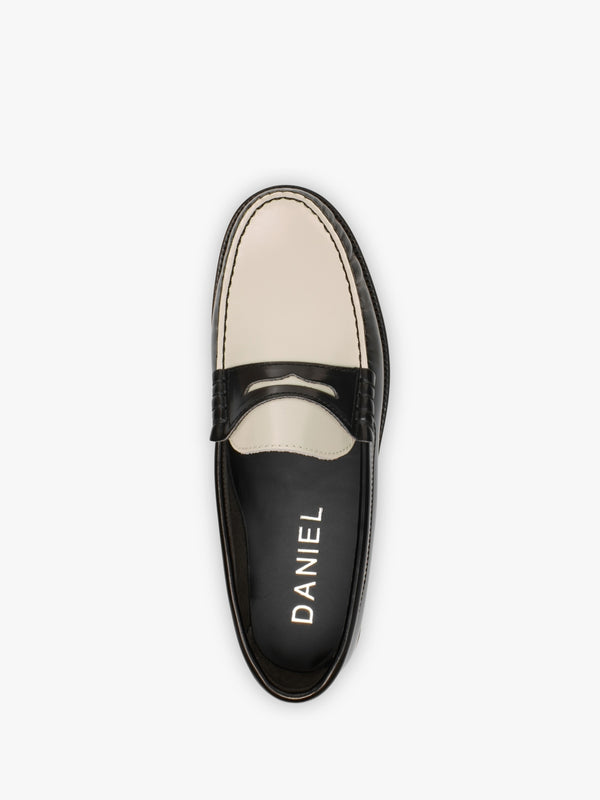 Posie Black & White Patent Leather Monochrome Loafers