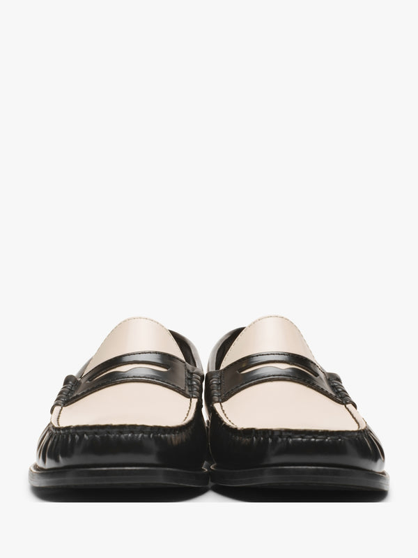 Posie Black & White Patent Leather Monochrome Loafers