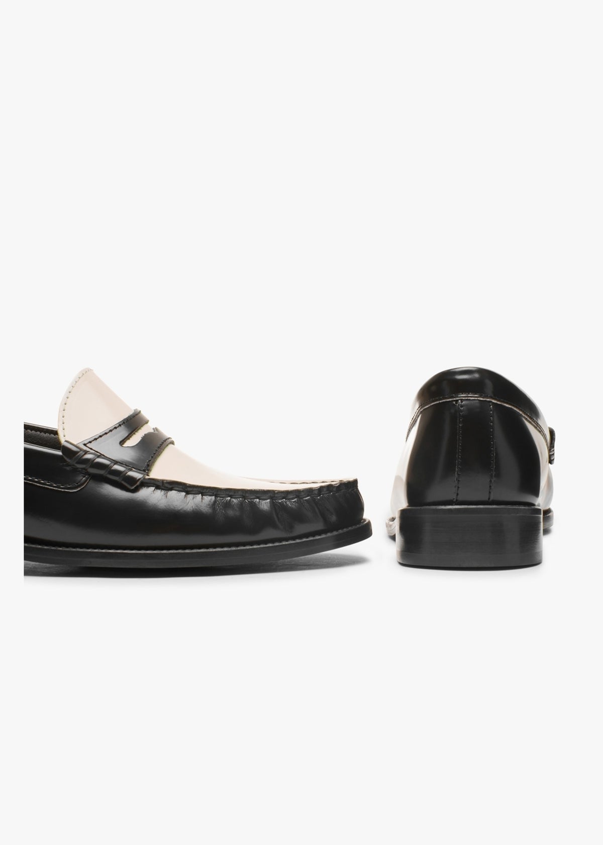 Posie Black & White Patent Leather Monochrome Loafers