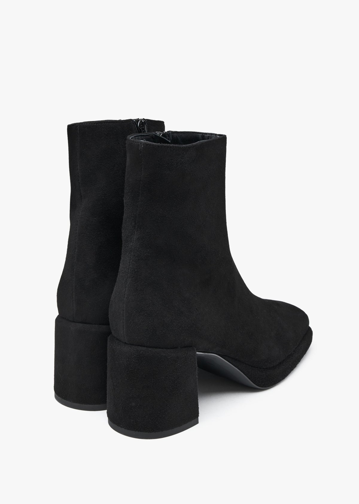 Salima Black Suede Block Heel Ankle Boots