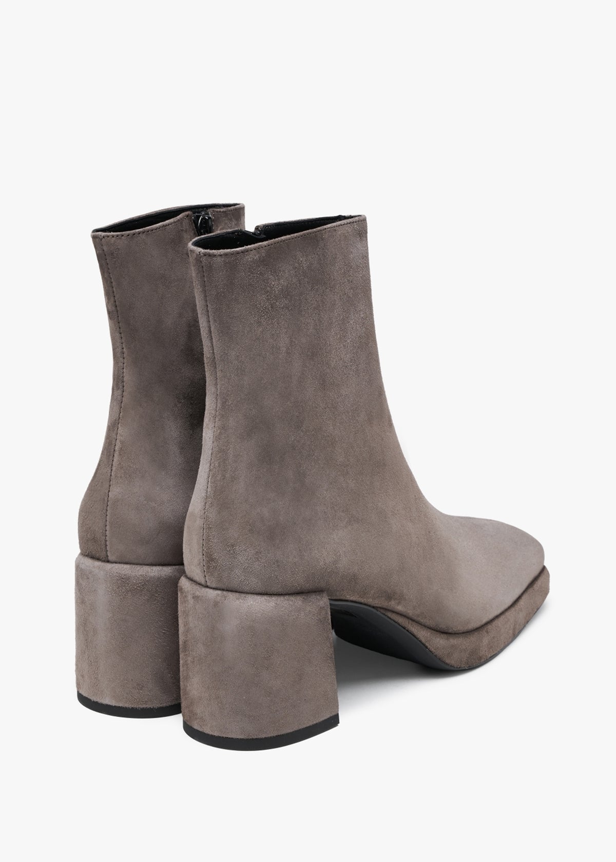 Salima Grey Suede Block Heel Ankle Boots