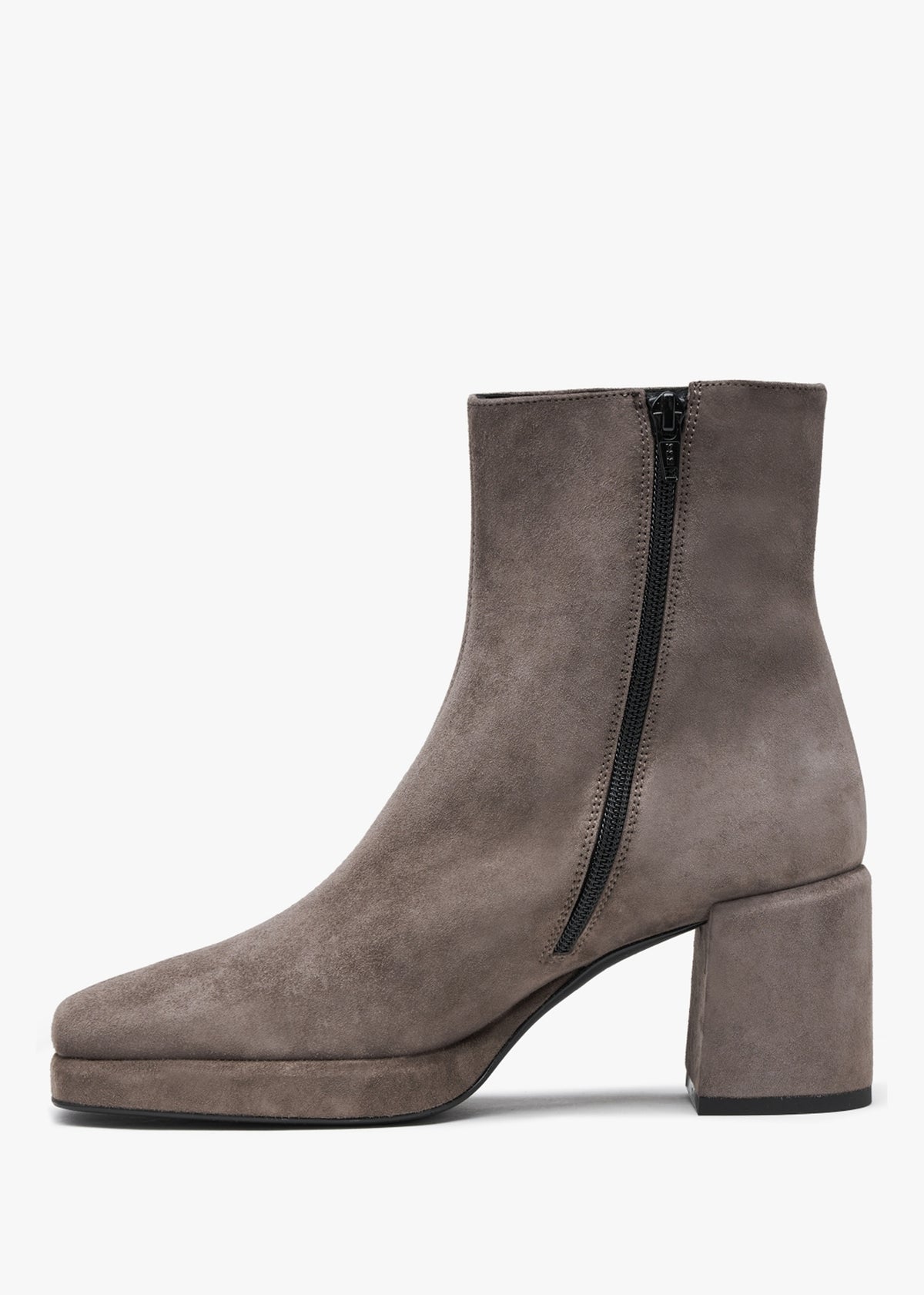 Salima Grey Suede Block Heel Ankle Boots