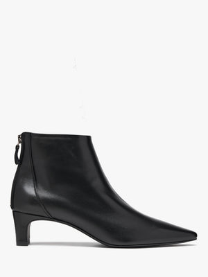 Sedda Black Leather Low Heel Ankle Boots