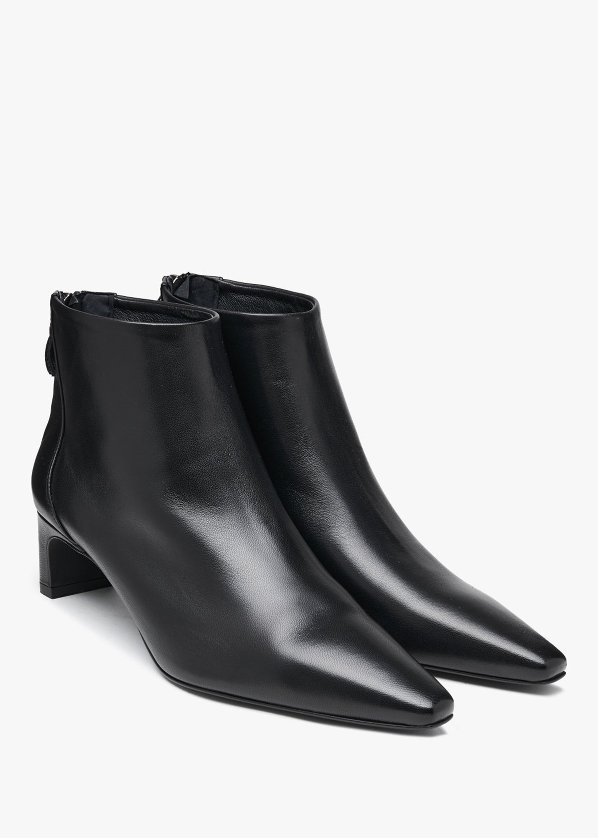 Sedda Black Leather Low Heel Ankle Boots