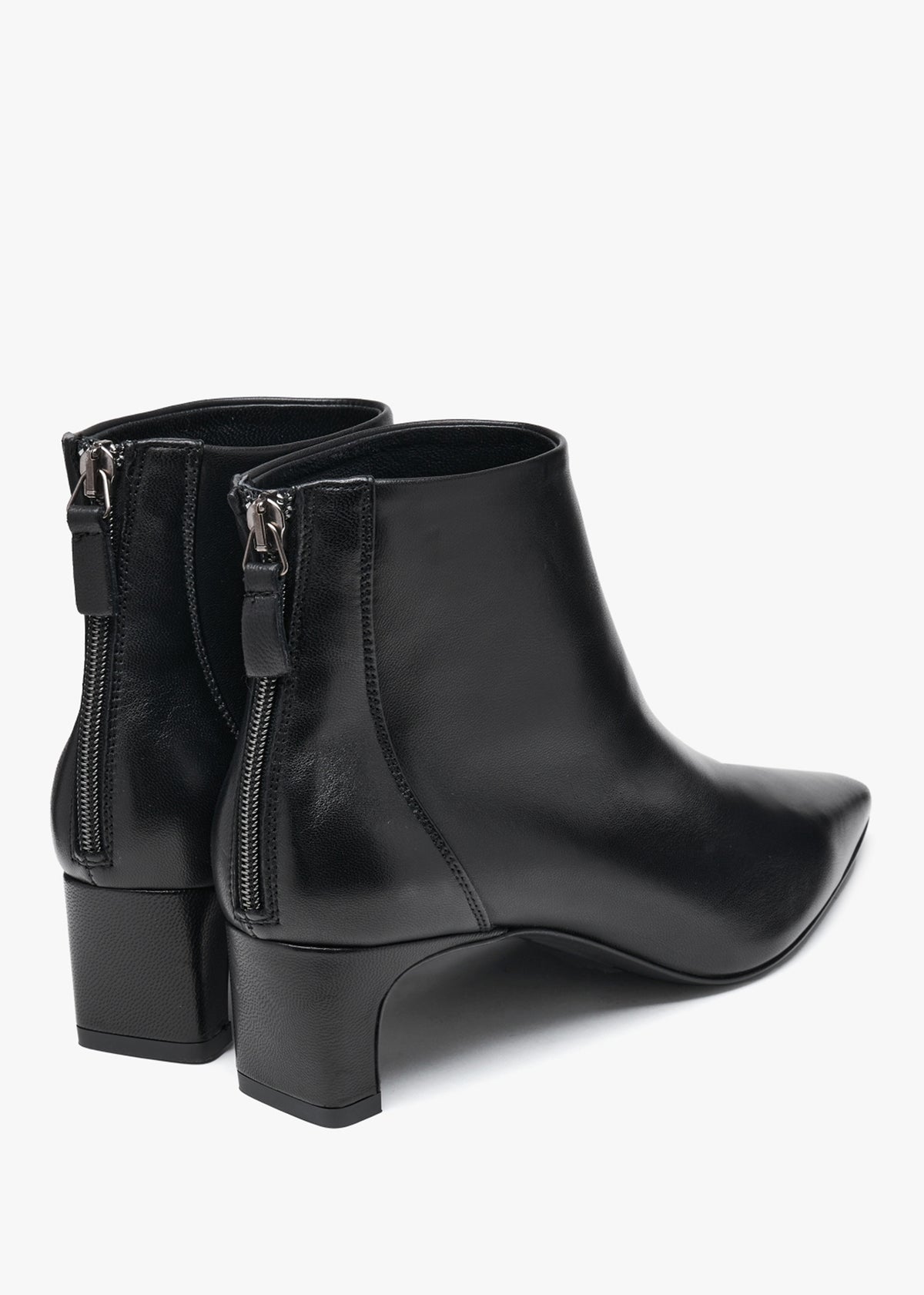 Sedda Black Leather Low Heel Ankle Boots
