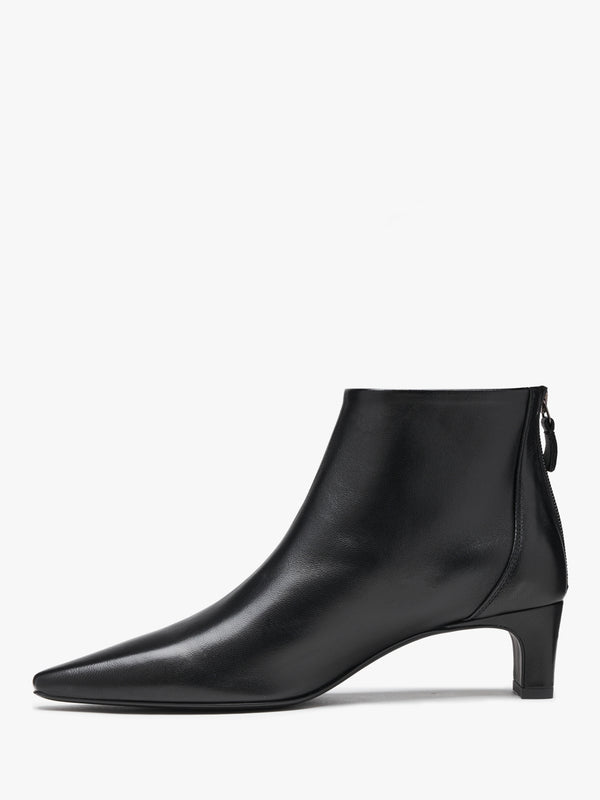 Sedda Black Leather Low Heel Ankle Boots