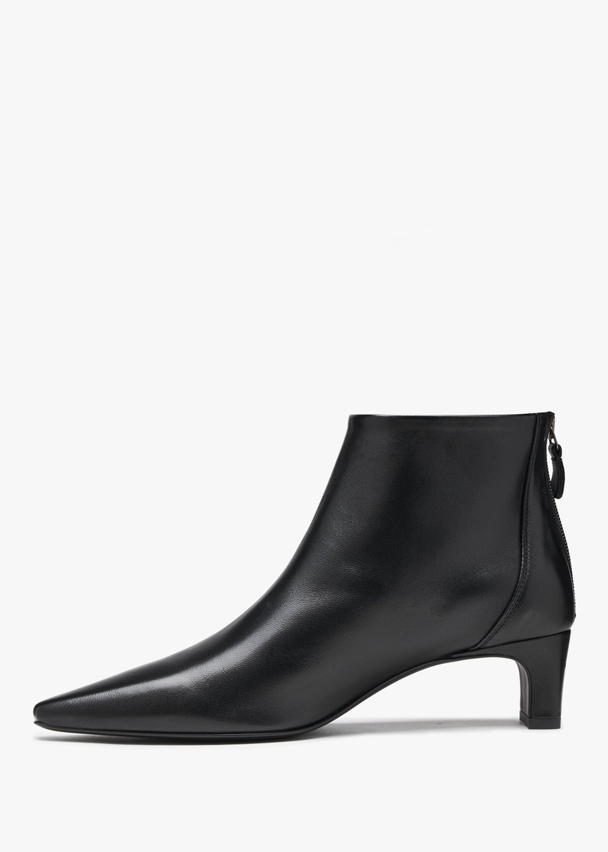 Sedda Black Leather Low Heel Ankle Boots