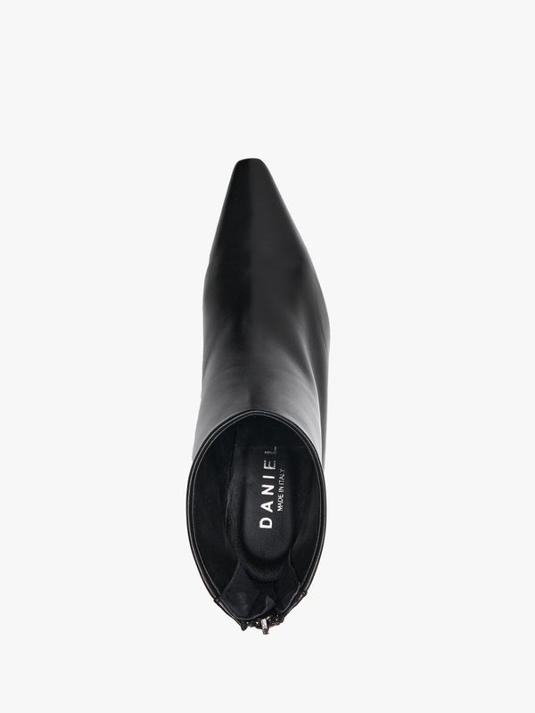 Sedda Black Leather Low Heel Ankle Boots