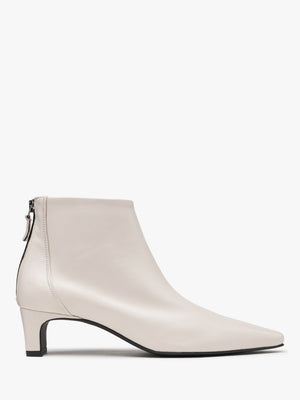 Sedda Cream Leather Low Heel Ankle Boots
