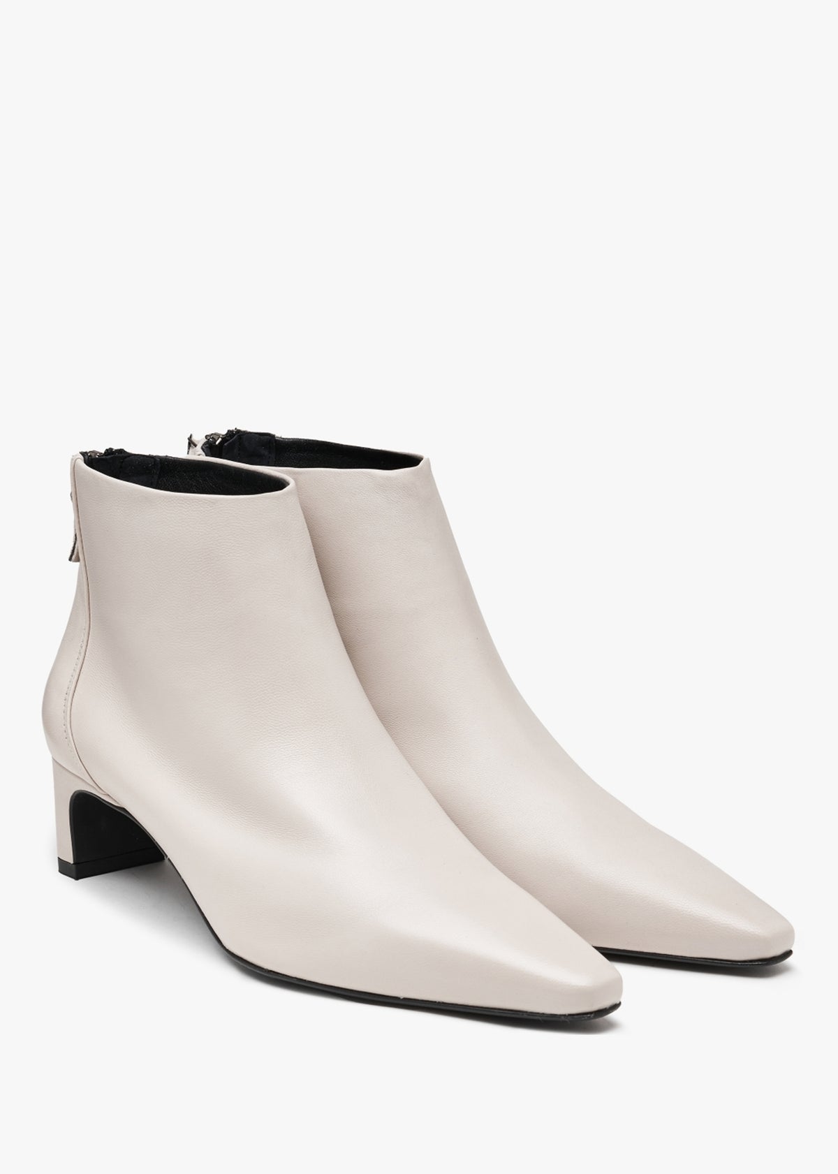 Sedda Cream Leather Low Heel Ankle Boots