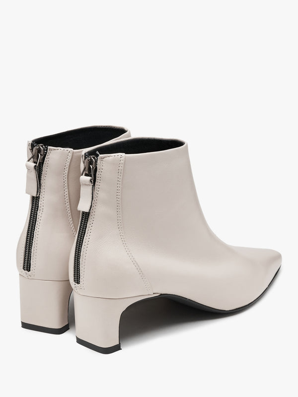 Sedda Cream Leather Low Heel Ankle Boots