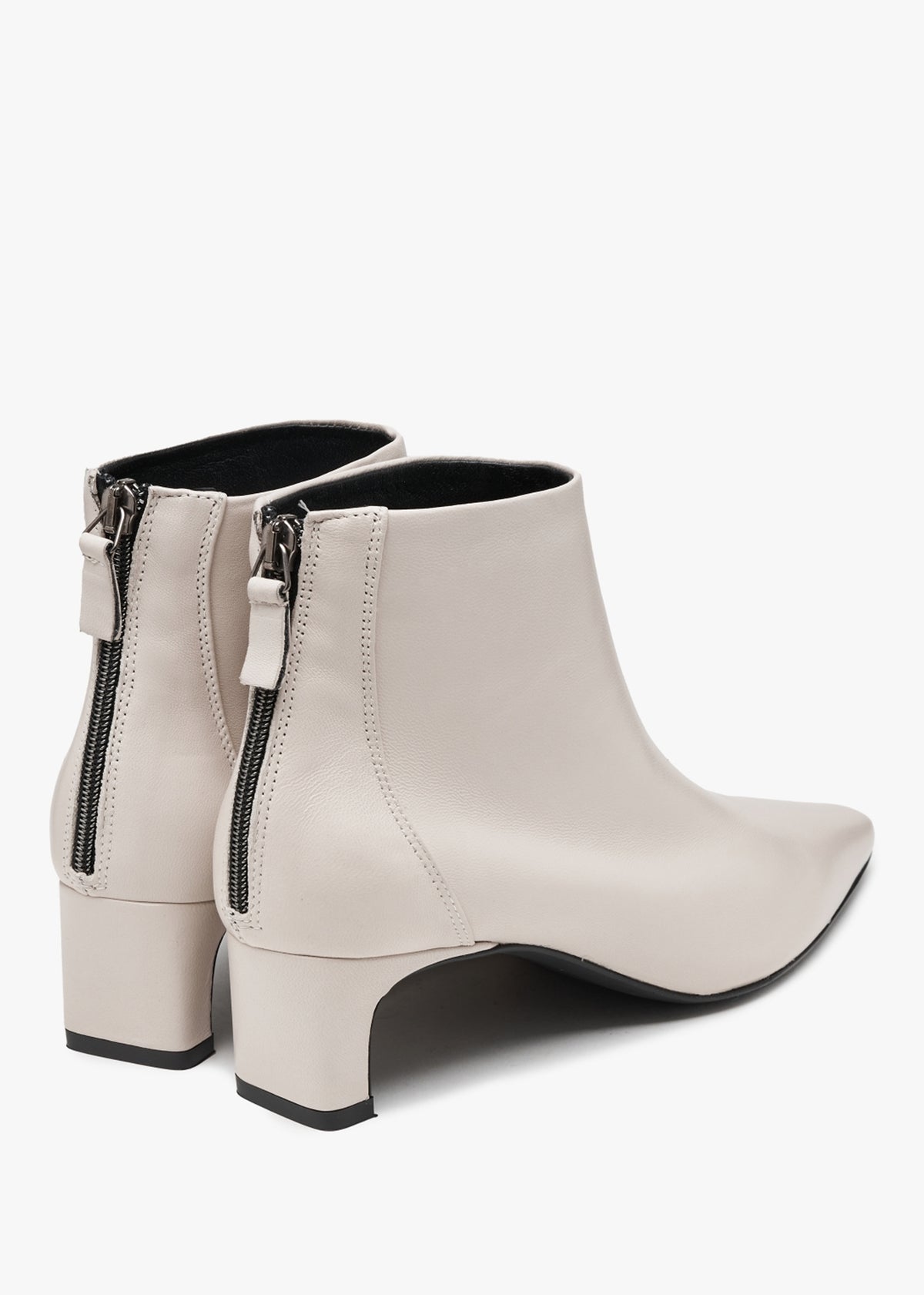 Sedda Cream Leather Low Heel Ankle Boots