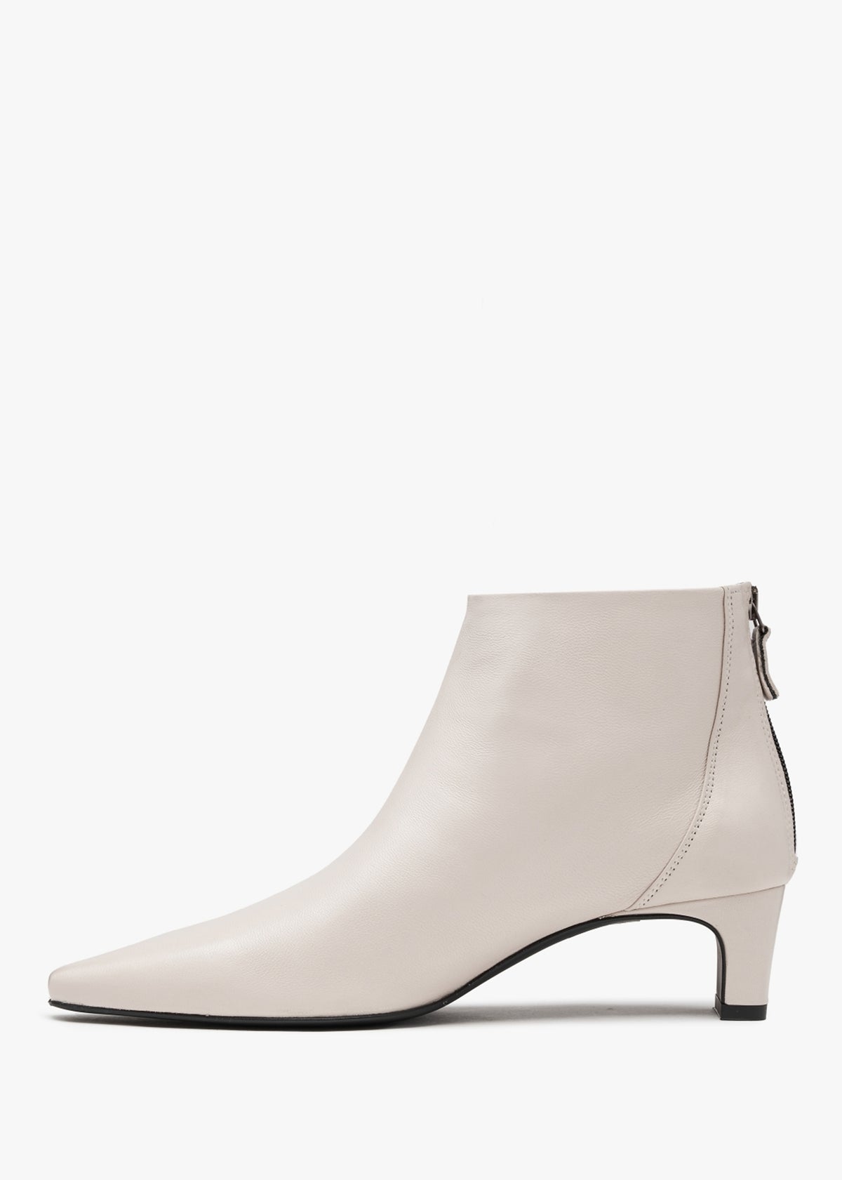 Sedda Cream Leather Low Heel Ankle Boots