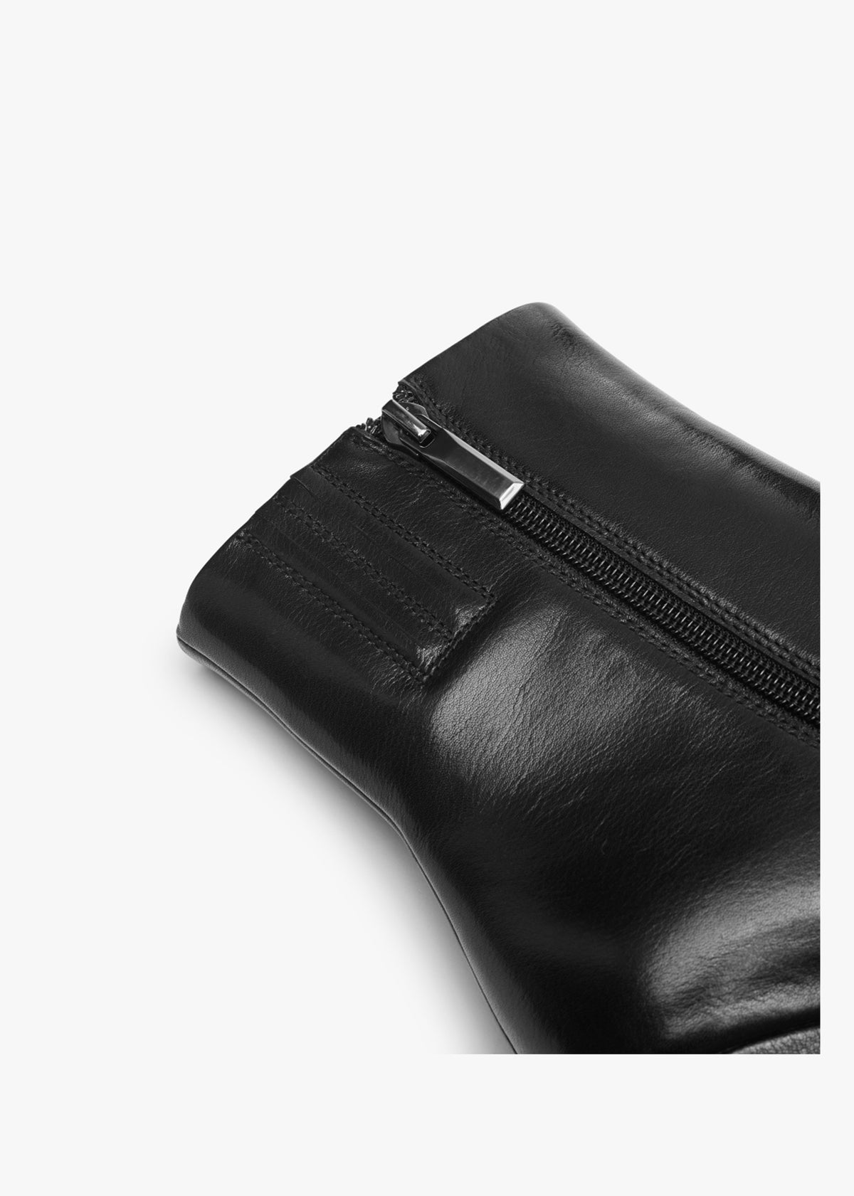 Spire Black Leather Wedge Ankle Boots