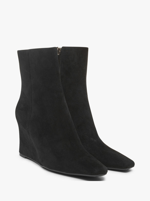 Spire Black Suede Wedge Ankle Boots