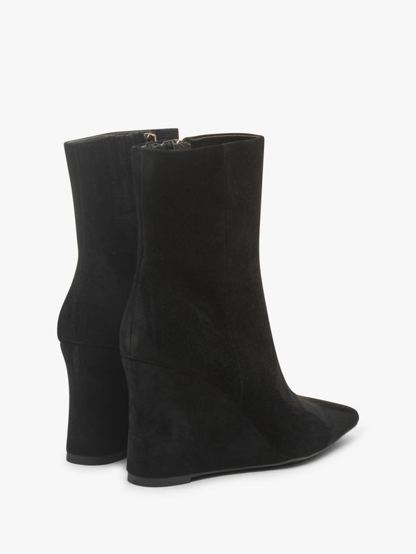 Spire Black Suede Wedge Ankle Boots
