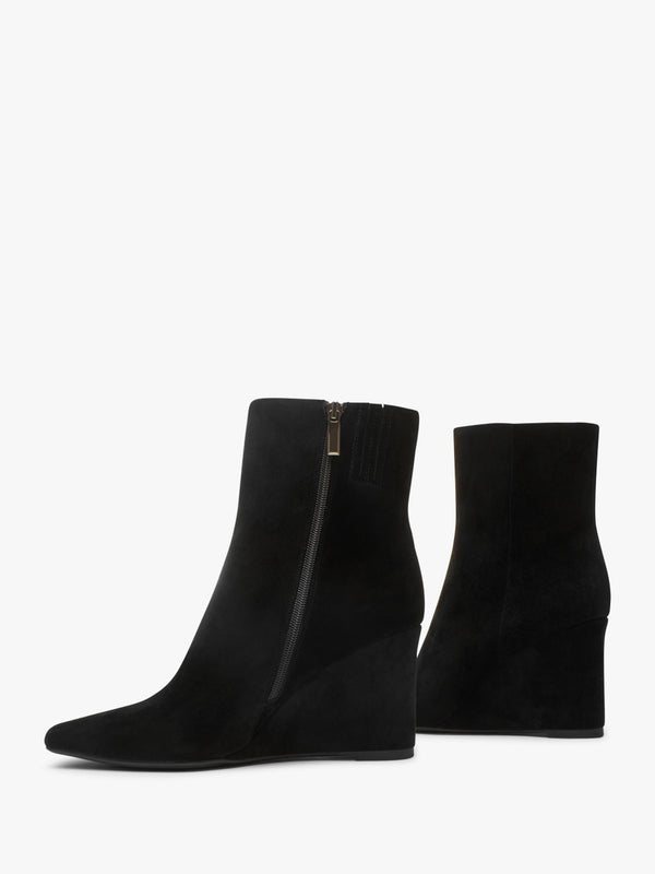 Spire Black Suede Wedge Ankle Boots