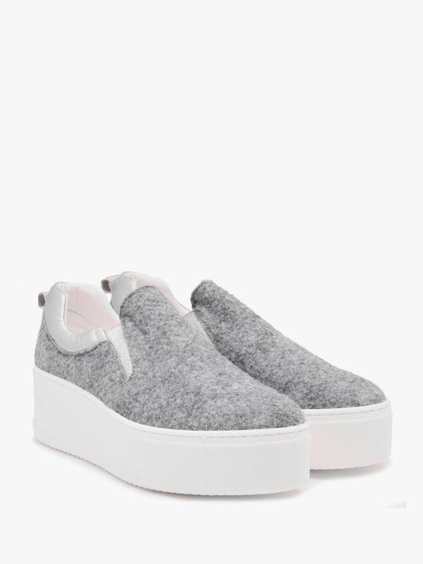 Teltro Grey Felt Flatform Slip On Trainers