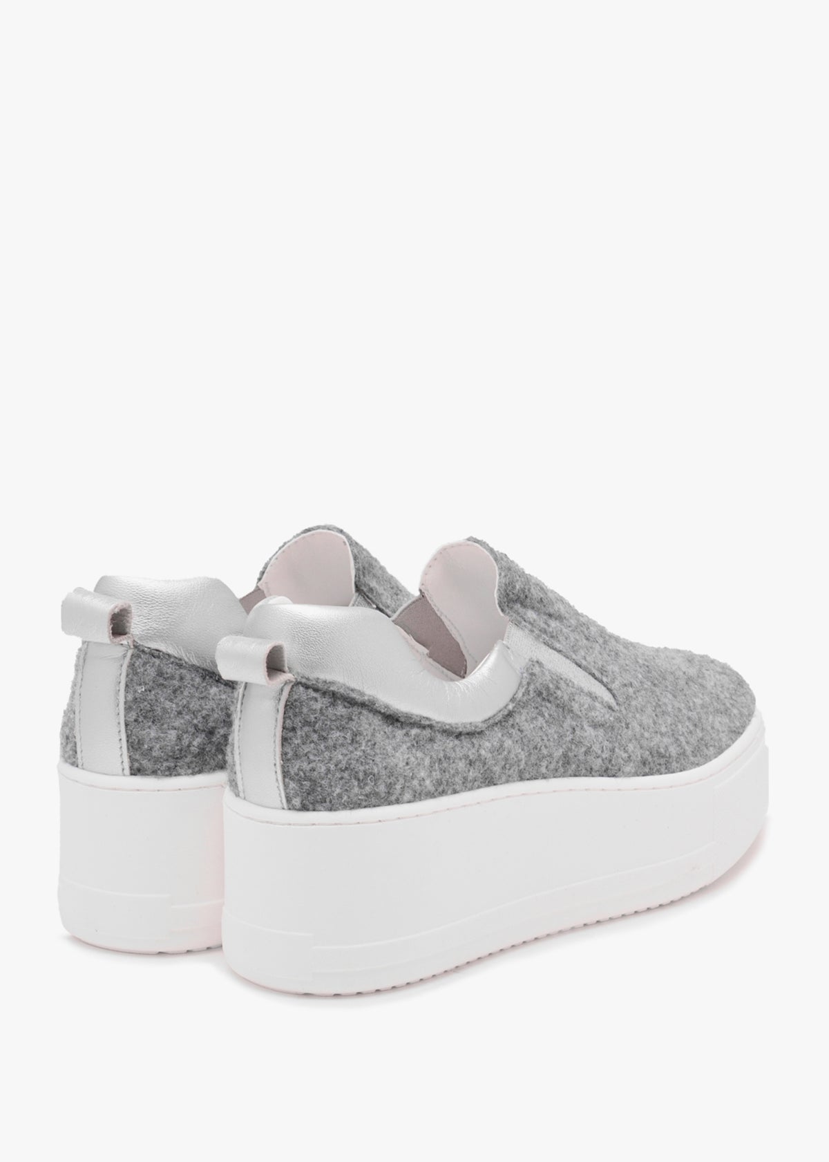 Teltro Grey Felt Flatform Slip On Trainers