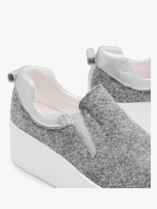 Teltro Grey Felt Flatform Slip On Trainers