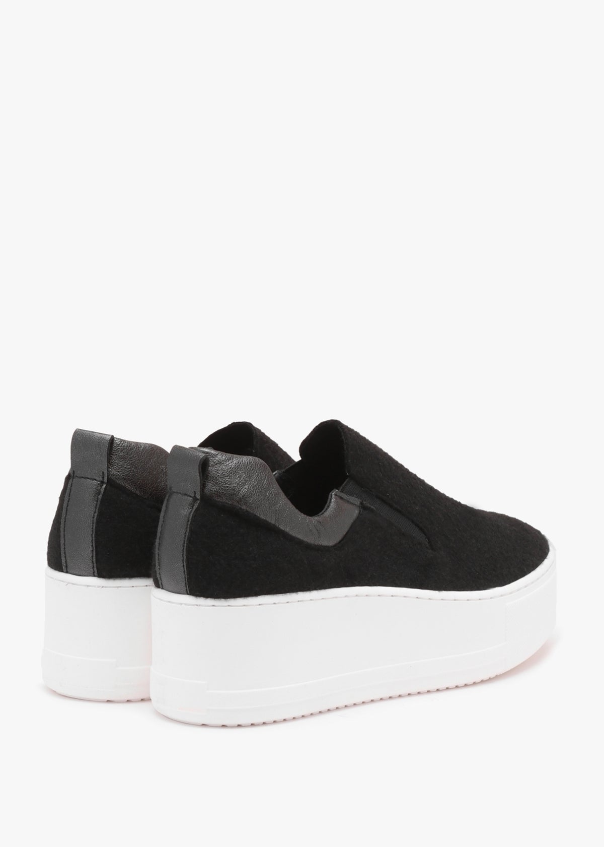 Teltro Black Felt Flatform Slip On Trainers