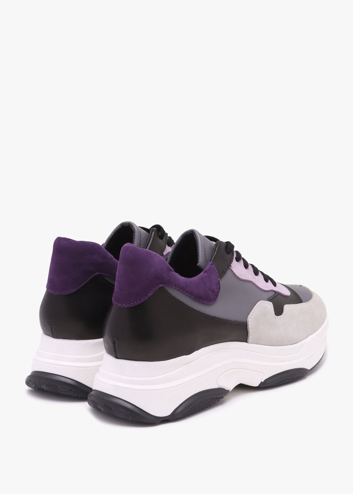 Tipto Grey Suede & Leather Bi-Colour Chunky Trainers