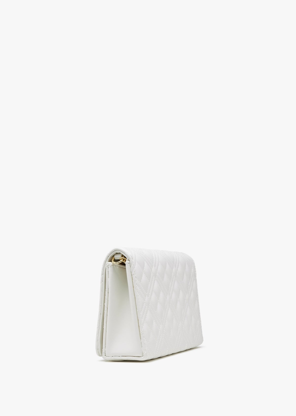 Diamond Quilt Flapover Off White Cross-Body Bag