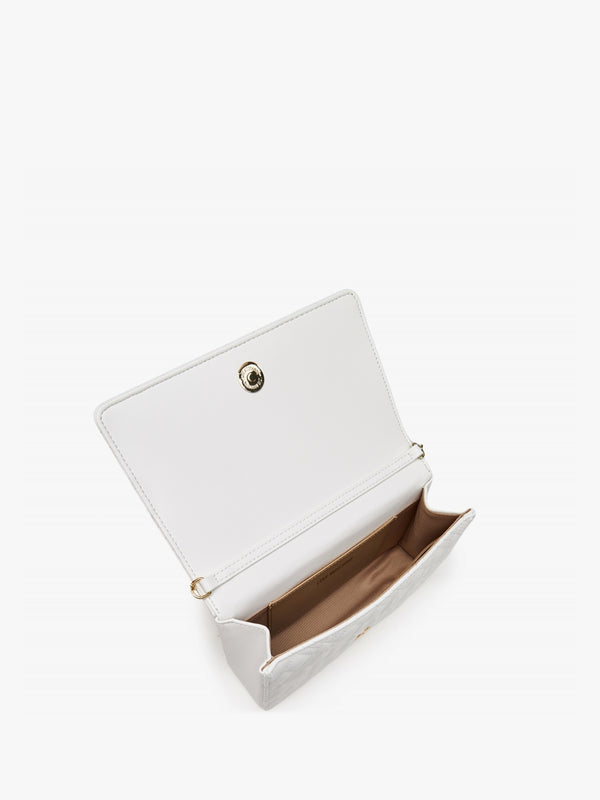 Diamond Quilt Flapover Off White Cross-Body Bag