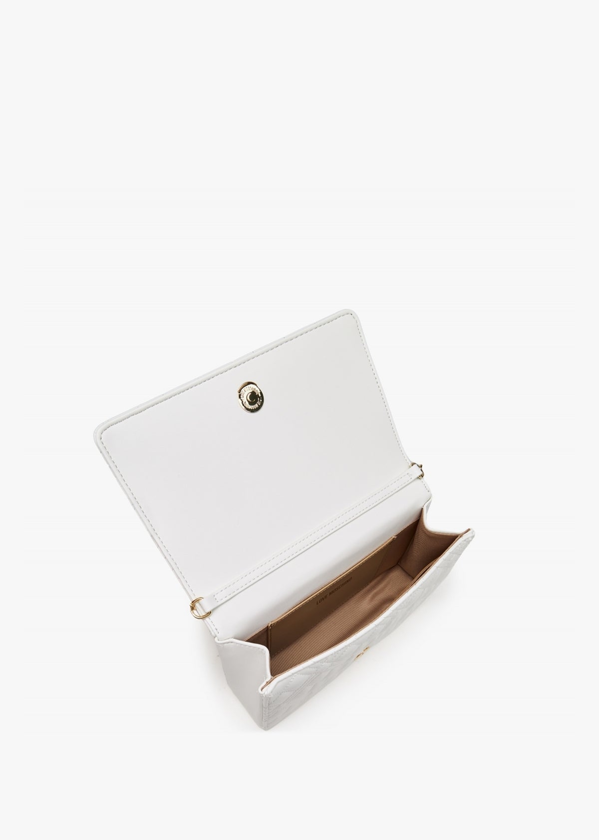 Diamond Quilt Flapover Off White Cross-Body Bag