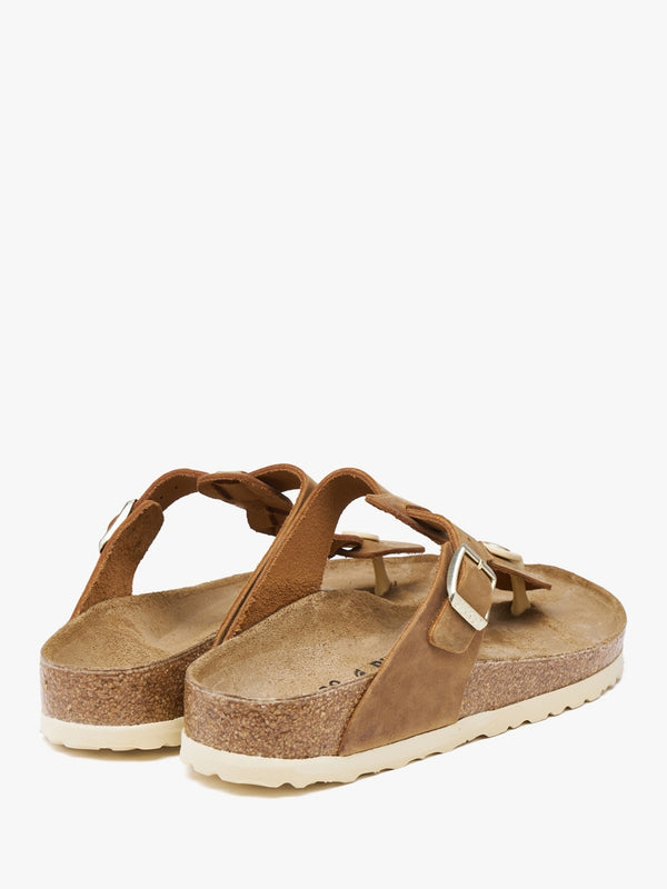 Gizeh Braided Cognac Oiled Leather Toe Post Sandals