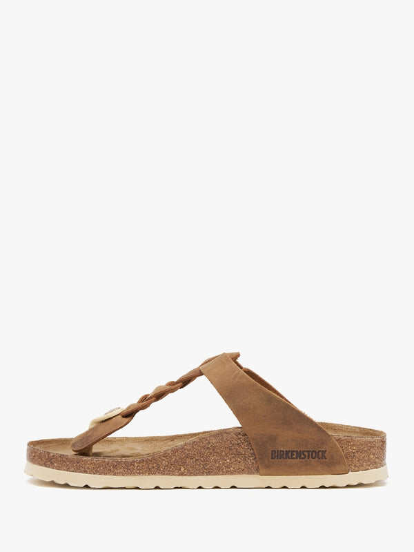 Gizeh Braided Cognac Oiled Leather Toe Post Sandals