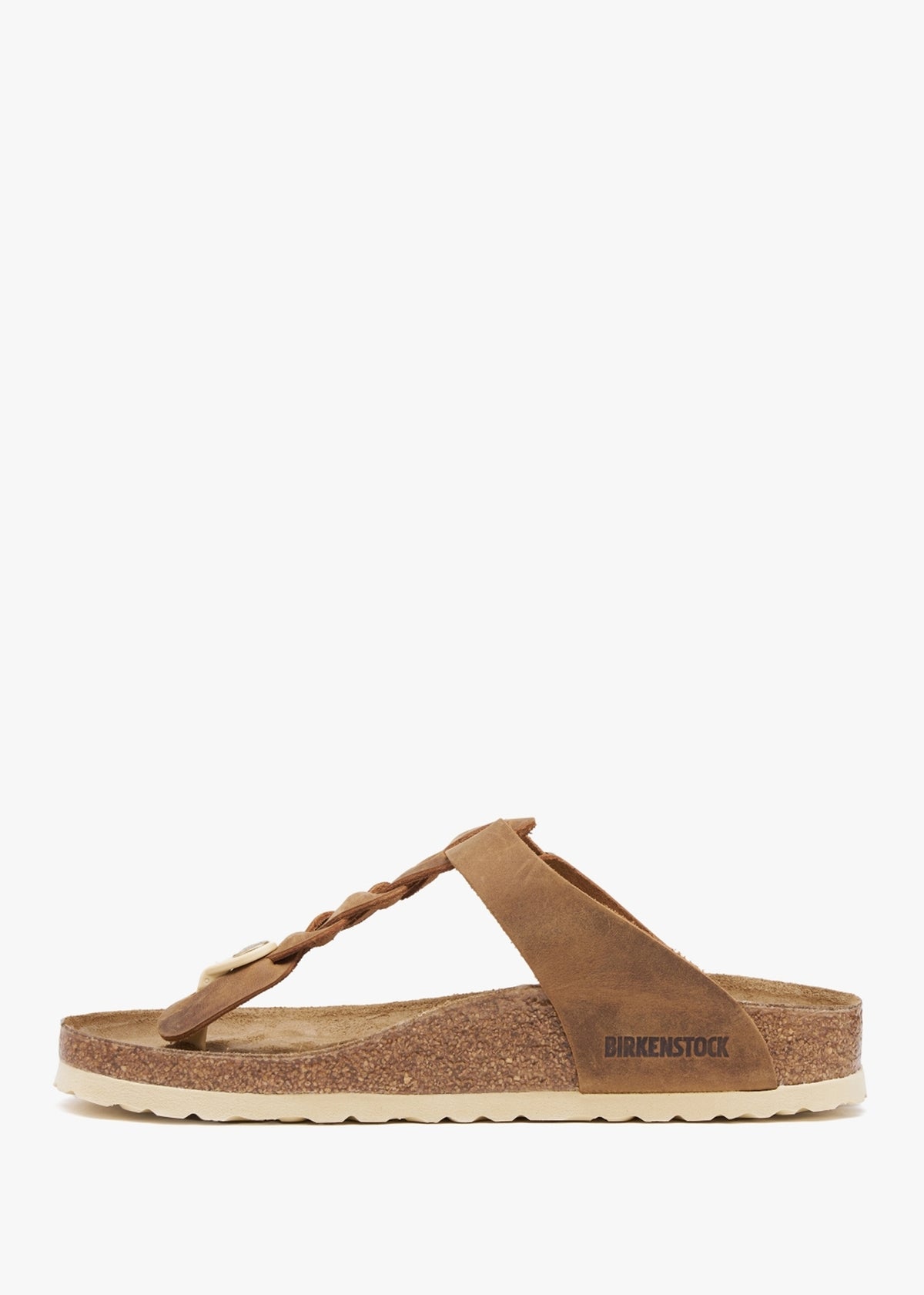 Gizeh Braided Cognac Oiled Leather Toe Post Sandals