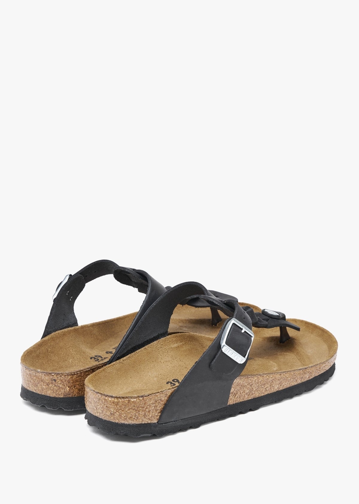 Gizeh Braided Black Oiled Leather Toe Post Sandals