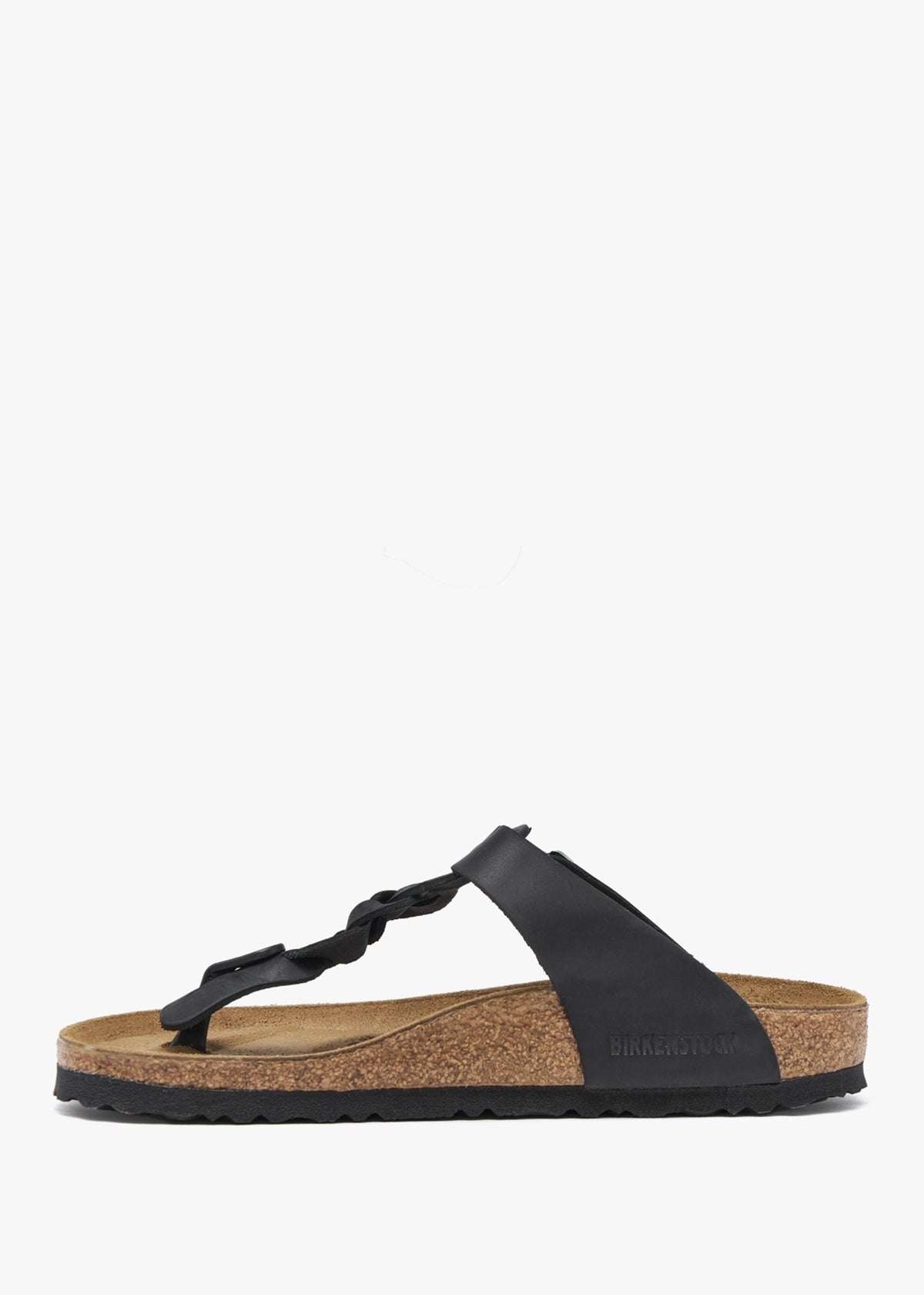 Gizeh Braided Black Oiled Leather Toe Post Sandals