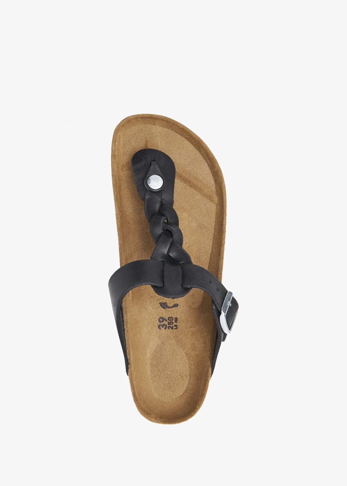 Gizeh Braided Black Oiled Leather Toe Post Sandals