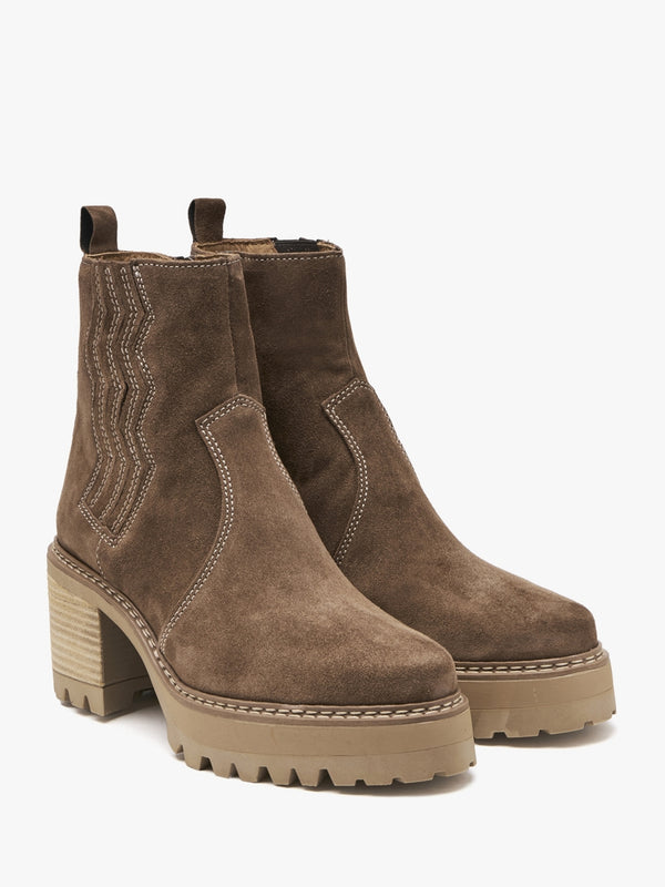 Airedale Tan Suede Platform Heeled Boots