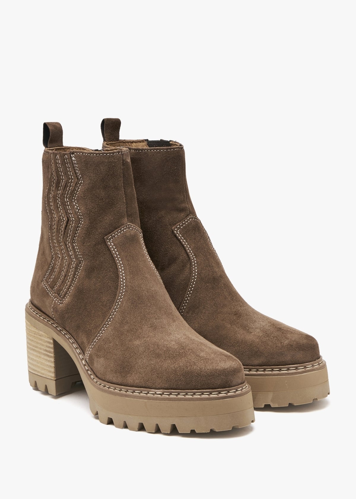 Airedale Tan Suede Platform Heeled Boots