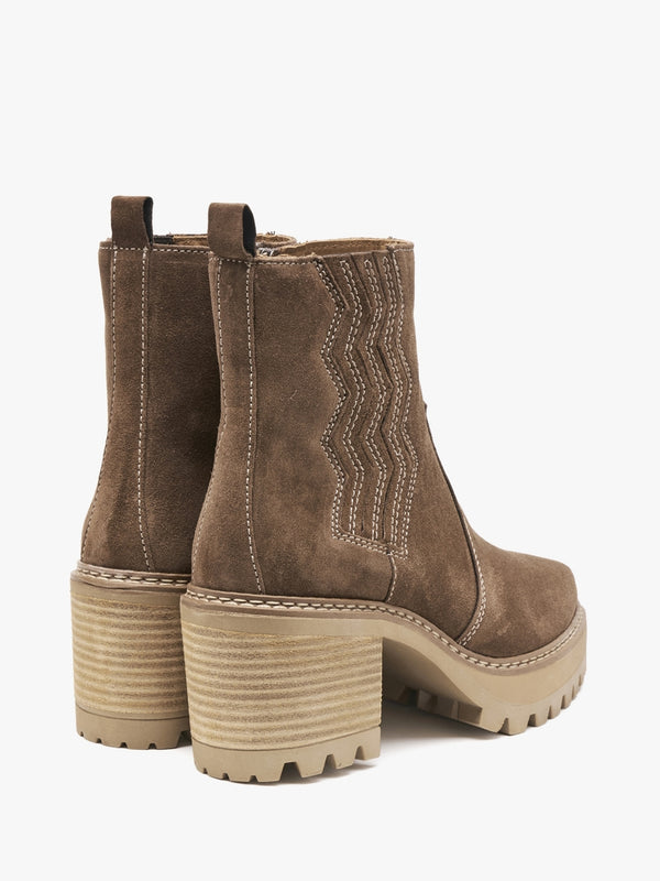 Airedale Tan Suede Platform Heeled Boots