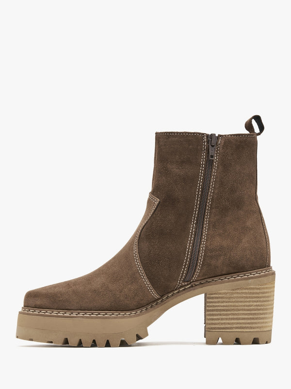 Airedale Tan Suede Platform Heeled Boots