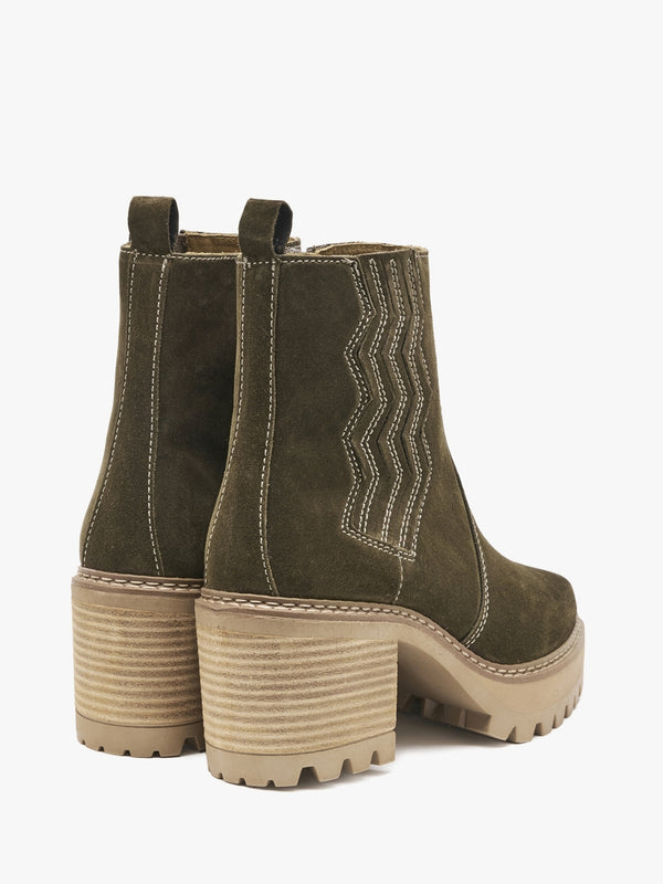 Airedale Khaki Suede Platform Heeled Boots