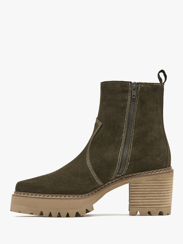 Airedale Khaki Suede Platform Heeled Boots