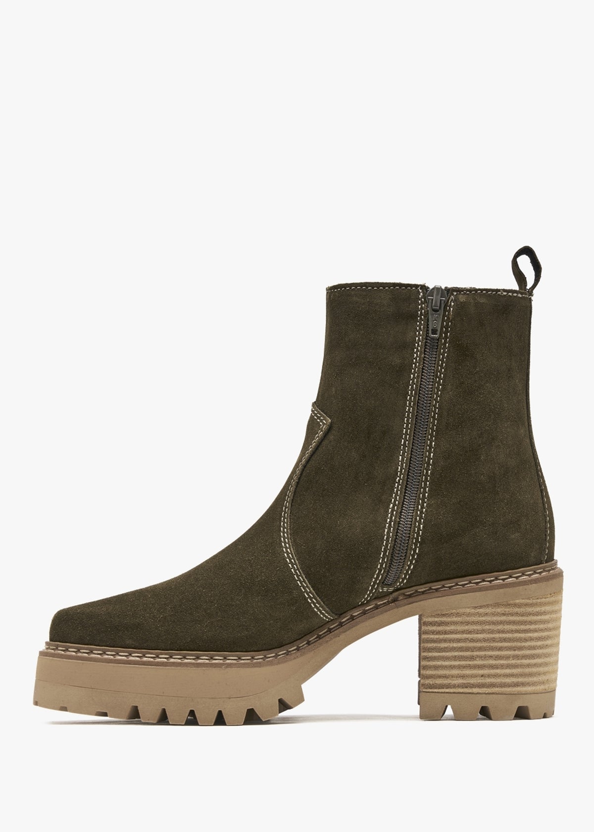 Airedale Khaki Suede Platform Heeled Boots