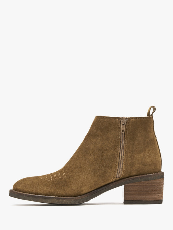 Ackie Tan Suede Western Ankle Boots